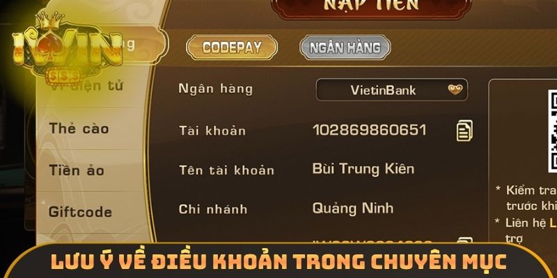 Lưu ý về điều khoản trong chuyên mục