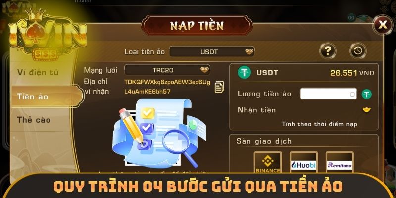 Quy trình 04 bước gửi qua tiền ảo